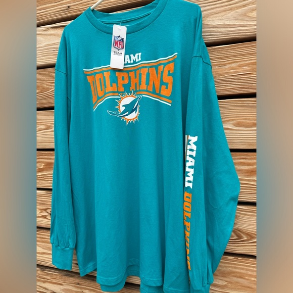 NWT NFL Team Apparel Miami Dolphins Long Sleeve Shirt - Picture 2 of 6